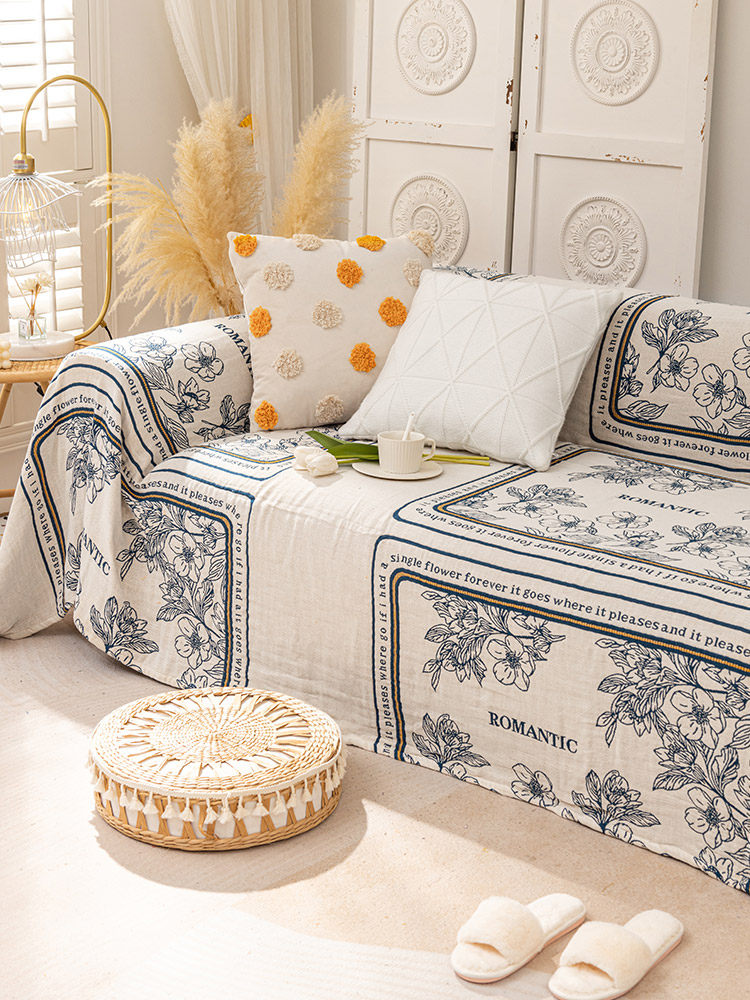 Lazy one-piece sofa towel all-inclusive cover cloth pure cotton fabric dustproof sofa cushion towel universal leisure decoration cover blanket
