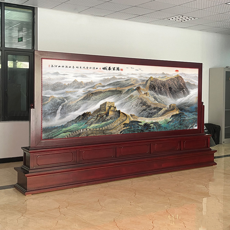 New Chinese-Style Solid Wood Floor-Standing Screen Partition for the Great Wall Company and Government Units' Lobby Office Decoration New Chinese-Style Solid Wood Floor-Standing Screen Partition for the Great Wall Company and Government Units' Lobby Office Decoration