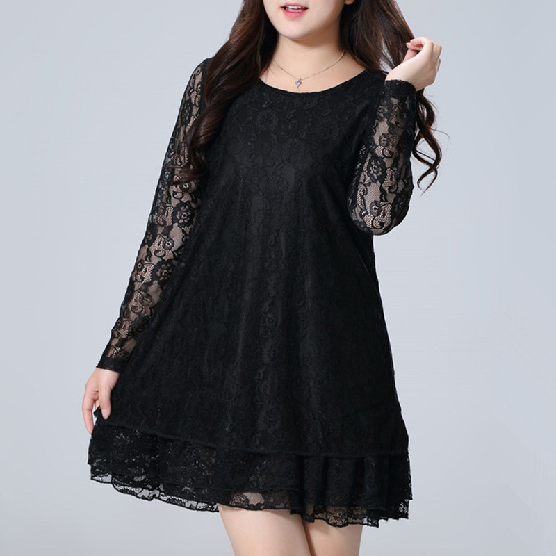 Mantilisa Lace Dress Suitable for Plus-Size Women, Long-Sleeved, Extra Large Size, Loose and Stylish Dress Mantilisa Lace Dress Suitable for Plus-Size Women, Long-Sleeved, Extra Large Size, Loose and Stylish Dress