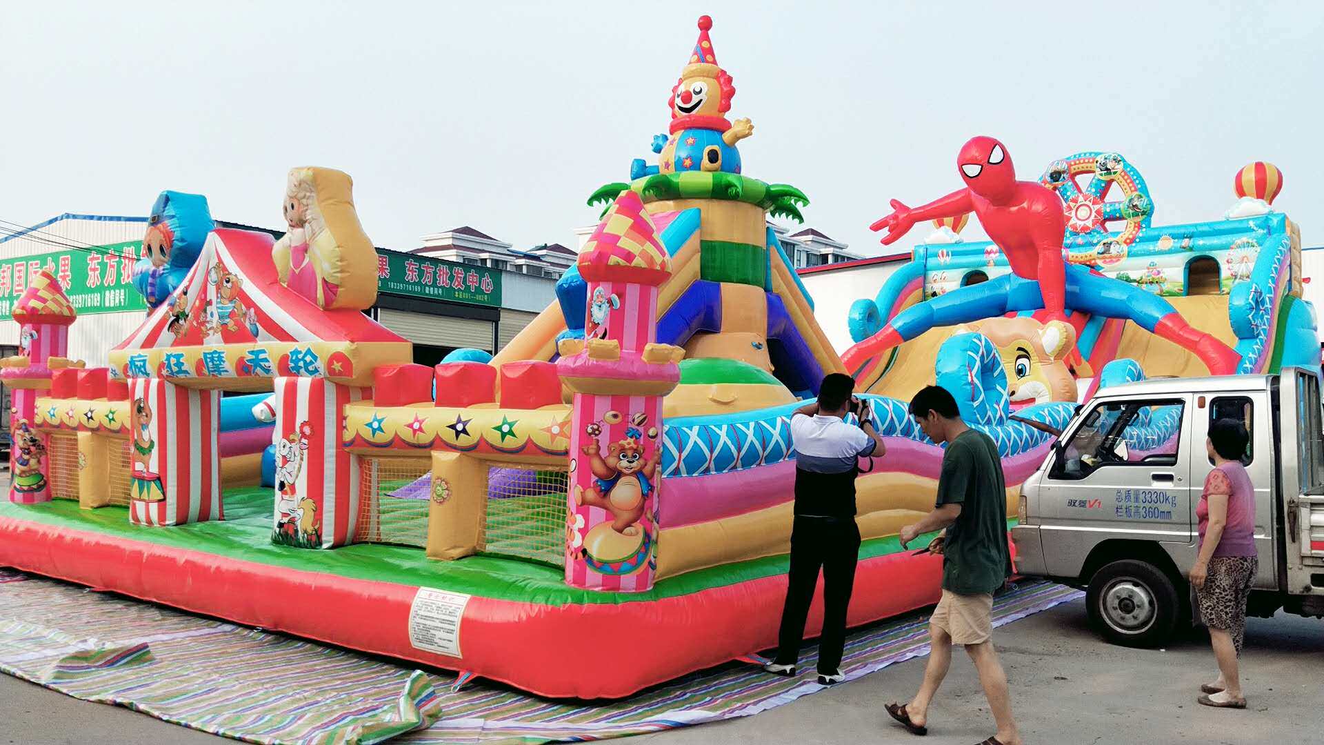 Inflatable Castle Outdoor Large Trampoline Bed Children Orchestra Naughty Castle Amusement Equipment Outdoor Rock Climbing Slide-Bed Jumping Bed