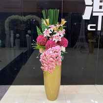 Glass steel living room floor large vase emulated floral suit decoration flower pendulum piece European-style hotel sales floor decoration