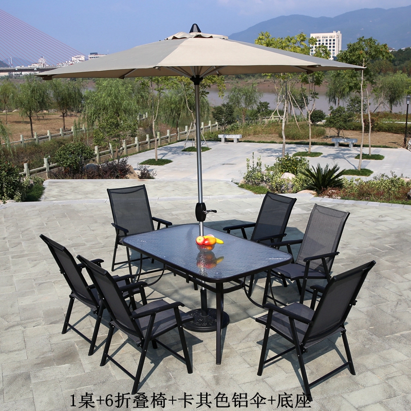 1 bàn 6 ghế dài bàn vuông ngoài trời bàn ghế ngoài trời đồ nội thất giải trí sân vườn bàn sắt rèn ô ngoài trời - Bàn ghế ngoài trời / sân ghế ban công