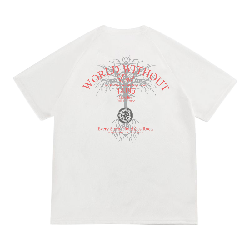 Root-Themed Print on the Back, Lightweight, Quick-Drying, Loose-Fitting Basketball Shooting Jersey Short-Sleeve T-Shirt