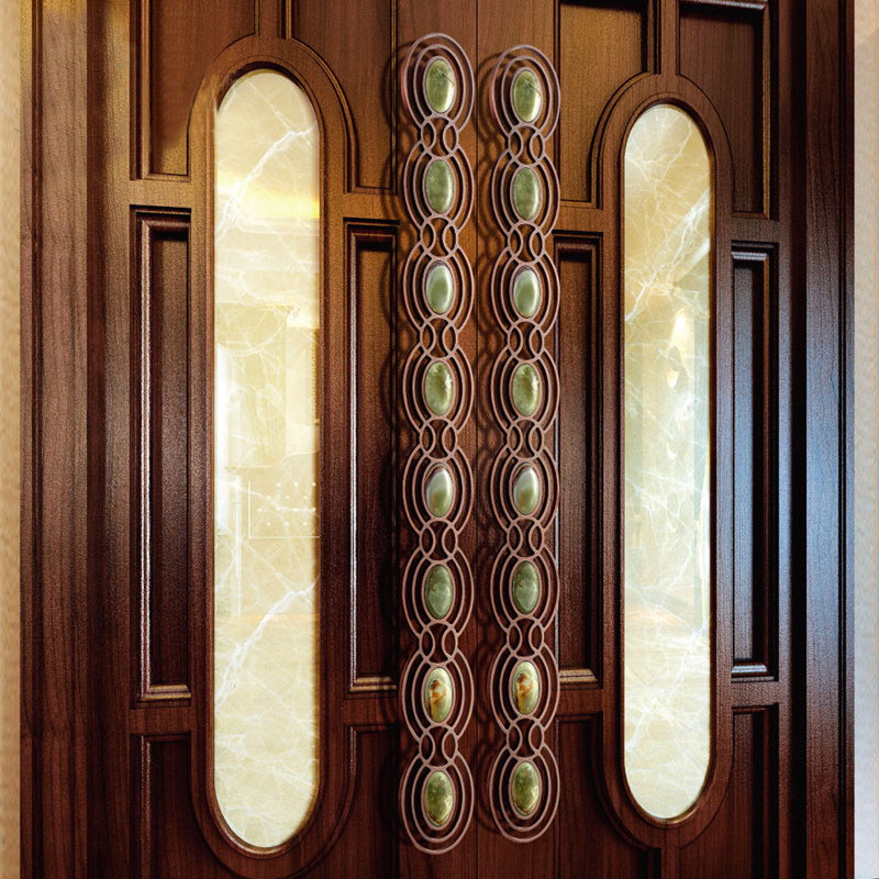 Guijue European jade glass door door Wooden door handle Hotel club Villa door handle thickened