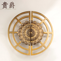 Glass door retro door handle antique copper Chinese hollow carved door handle wooden door door semi-round handle