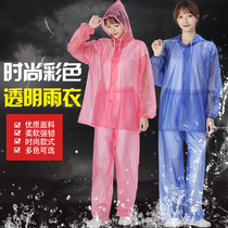 Fashion color transparent raincoat rain pants split suit Plastic student one-piece long poncho outdoor waterproof rain suit