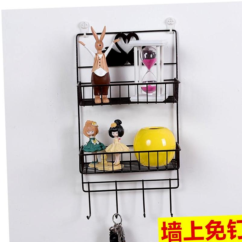 Punch-free wall hanging wall shelf Bedroom wall hanger Dormitory artifact wall hanging storage shelf bedside hanging basket