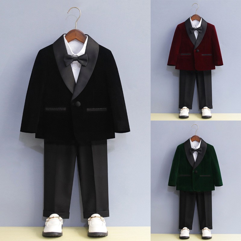 Children's small gown suit suit boy Korean version Playboy wedding West suit high-end handsome boy piano with a dress-Taobao