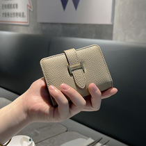 Real Leather Documents Card Bag Female Niche Design Innet Red New Togo Bull Leather Large Capacity Multi-Position Multi-Position Two-in-one