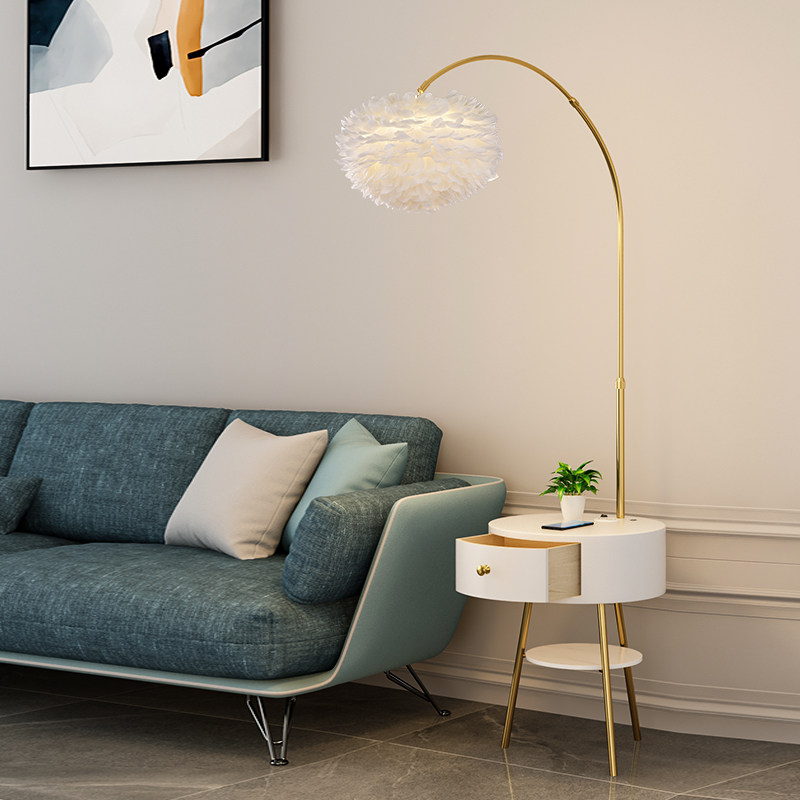 Feather Floor Lamp Living Room Sofa Side Rack Web Red Creativity Nordic Light Lavish Bedroom Bed Head Cabinet Table Lamp 