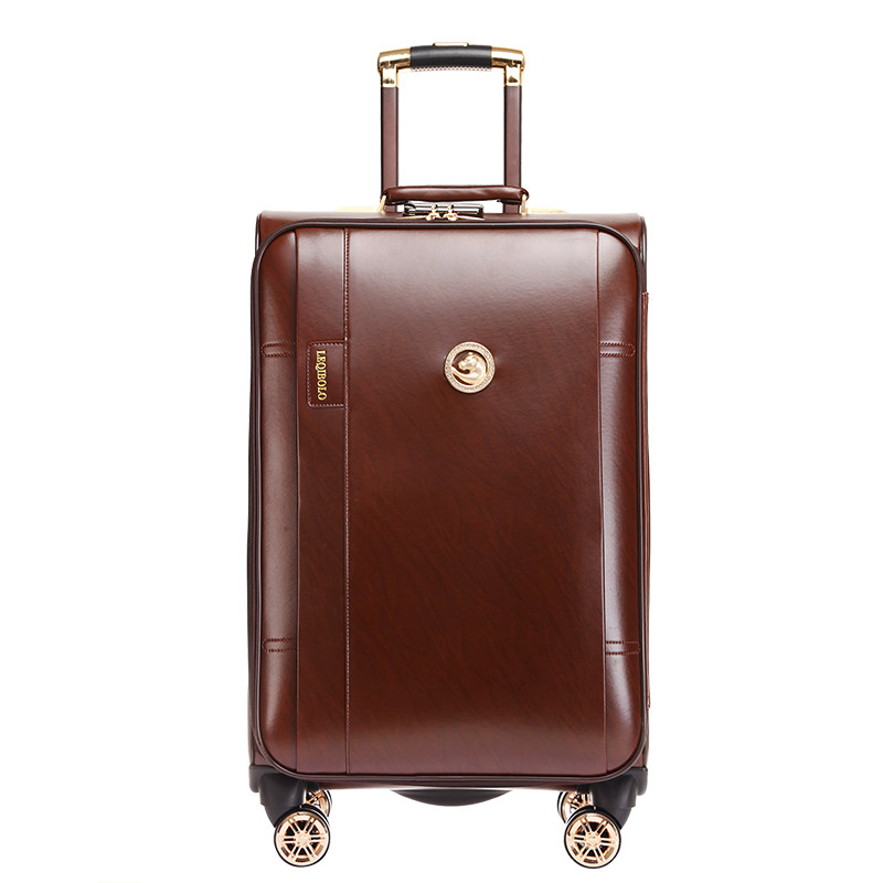 Paul Leather Luggage Suitcase Men's Leather Business Password Suitcase Women's 24-inch Spinner Travel Carry-on Suitcase 20