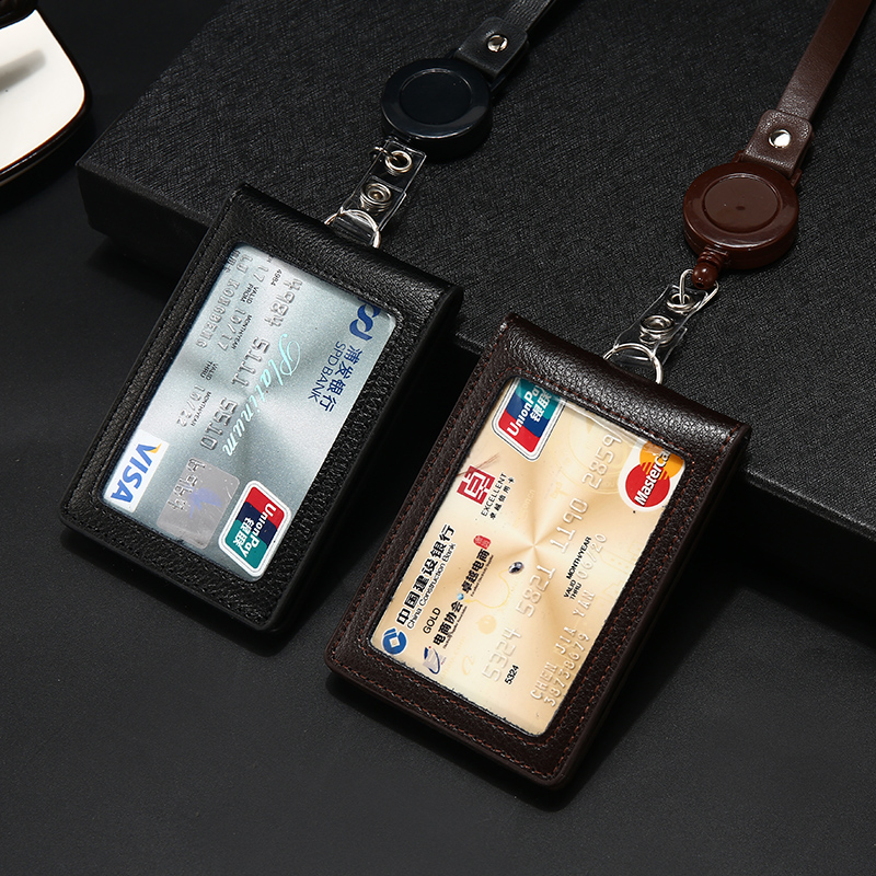 Work permit card set document cover leather folding work card access aviation multi-card bit with padlock set to do