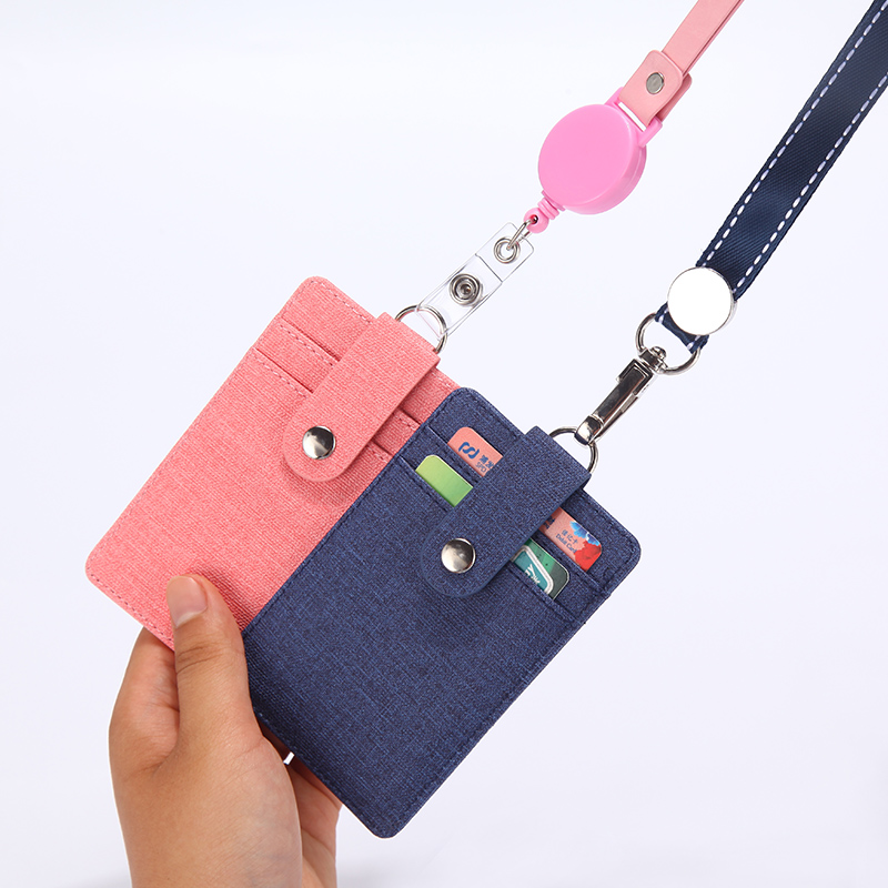 Work ID card cover Badge badge badge Student school card Meal card card ban bus card Retractable easy-pull buckle belt lanyard neck