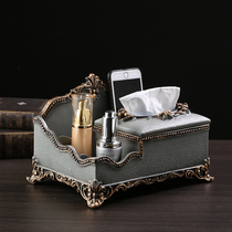 Simple multifunctional tissue box living room coffee table drawing paper box creative luxury high-end European household tissue storage box