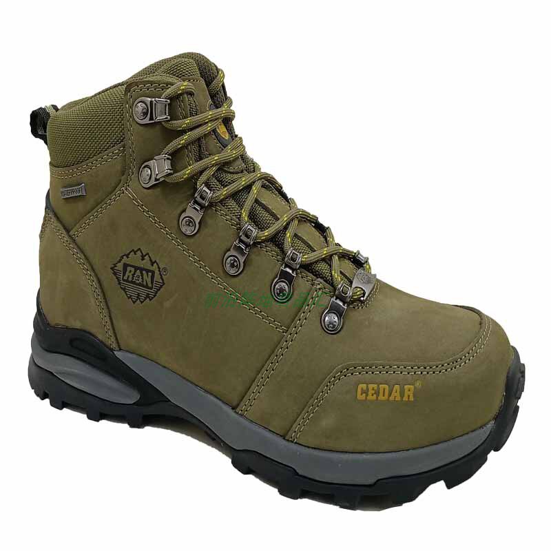 2022 New Cedar Pine Full Leather Shoes Mid Calf Outdoor Hiking Shoes Men's Sport Casual Wear Resistant Non-slip Shoes