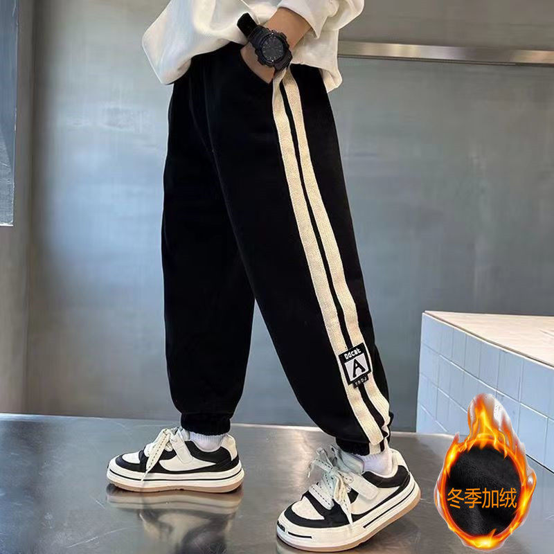 Children's autumn winter sports pants 2023 new boys handsome loose leisure CUHK Tong Wei pants 100 lap pants-Taobao