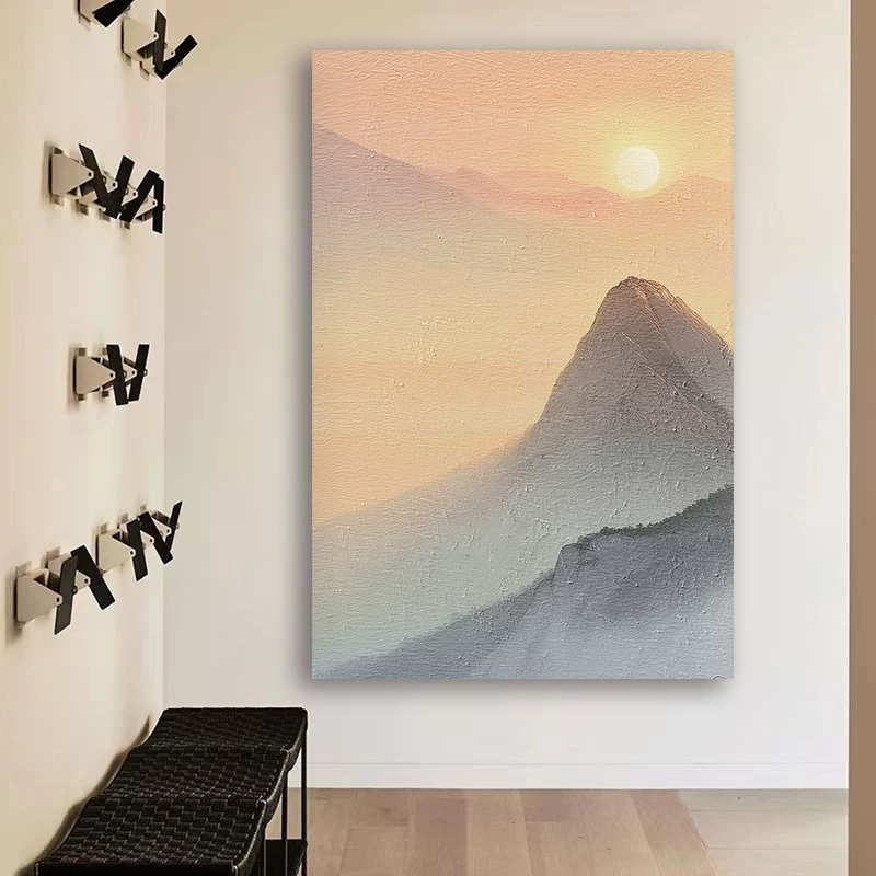 Purely Hand-Painted Oil Painting of Taishan Mountain Sunrise, Golden Mountain, Cream Style, Modern New Chinese Style, Simple Entrance Hall Corridor Sofa Decorative Painting Purely Hand-Painted Oil Painting of Taishan Mountain Sunrise, Golden Mountain, Cream Style, Modern New Chinese Style, Simple Entrance Hall Corridor Sofa Decorative Painting