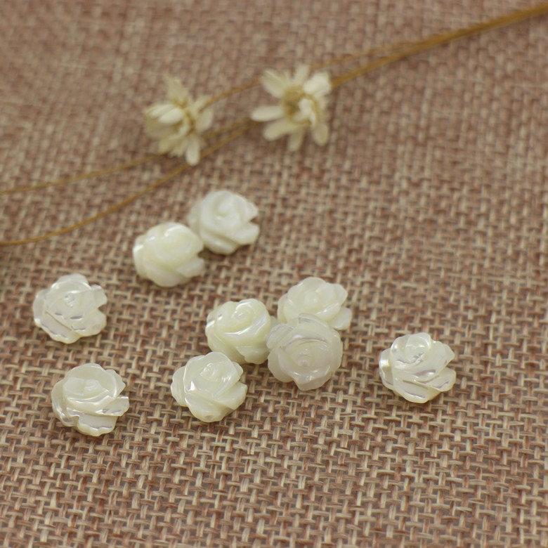 diy rose flower bouquet handmade string beads accessories pure natural pearl mother bay double face carved shells Flower Figurates