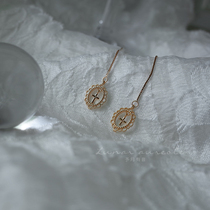 Given month with sound s925 silver ear line brief everyday French style retro earrings cross elliptical Temperament Earrings