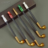 Традиционная дымовая борьба с сухой дымом горшок старый -модный чистый медный медный ручной работы с твердым деревом сигарет дымов