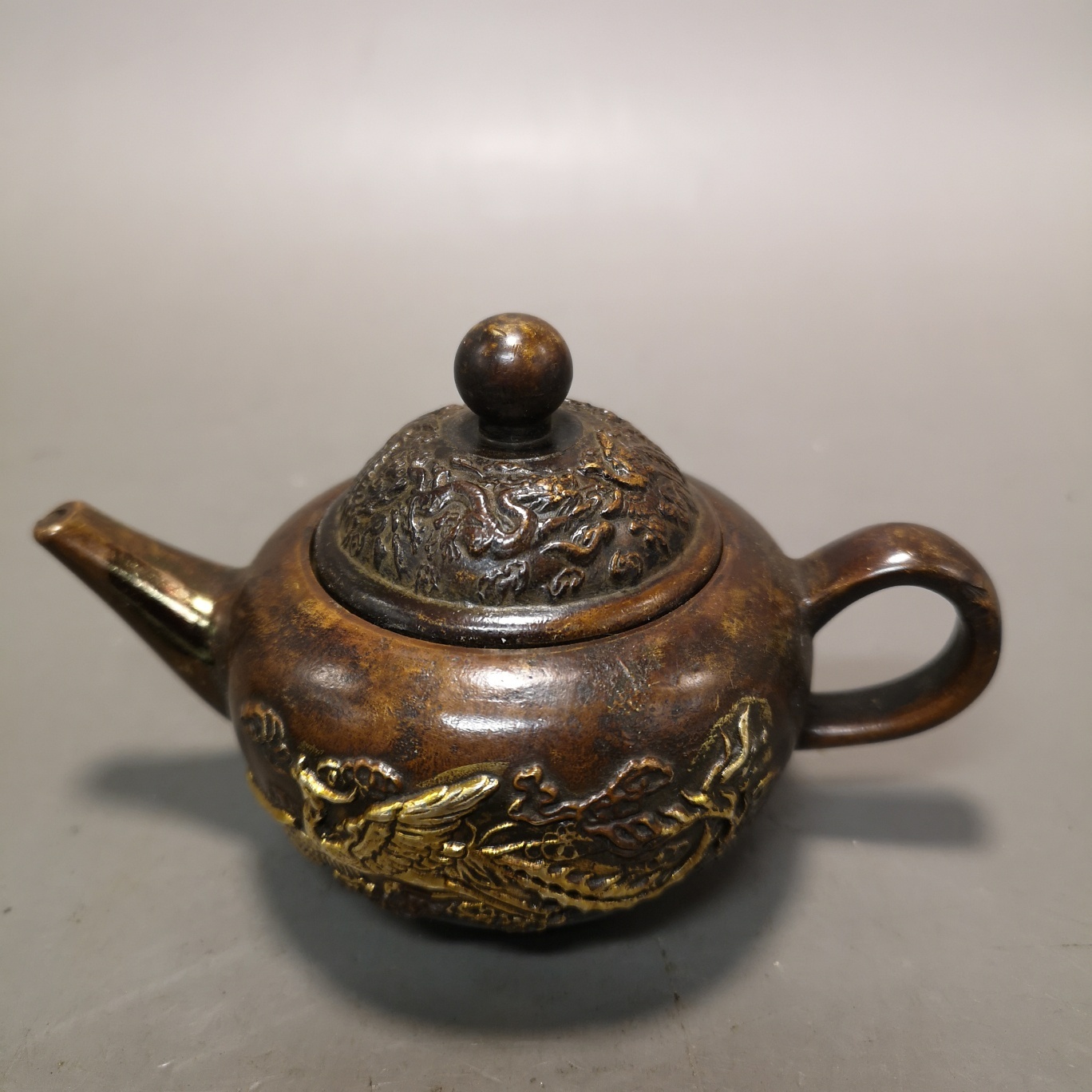 Ancient Play Miscellaneous Pure Copper and Golden Dragon Pinewine Pot workmanship Consummate Berry-Road Collection Furnishing Excellent