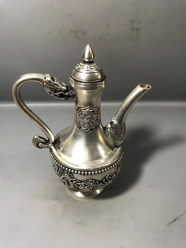 Медная серебряная карманная фляжка, креативный ретро бокал, латунная стопка для домашнего использования, дракон и феникс