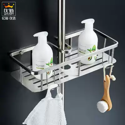 Bathroom shower rack no hole 304 stainless steel tray cosmetic room shower room net basket nail free storage layer rack