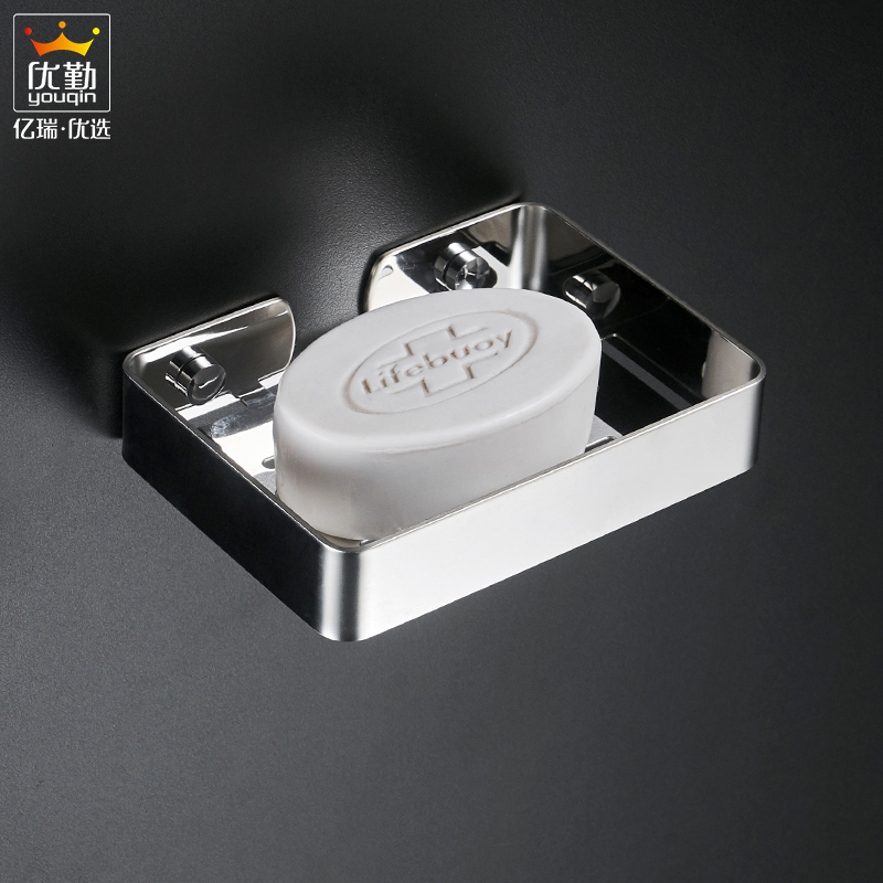 Bathroom soap shelf soapbox free of punch 304 stainless steel shelve Creative Drain Wall-mounted Makeup Room Soap Box