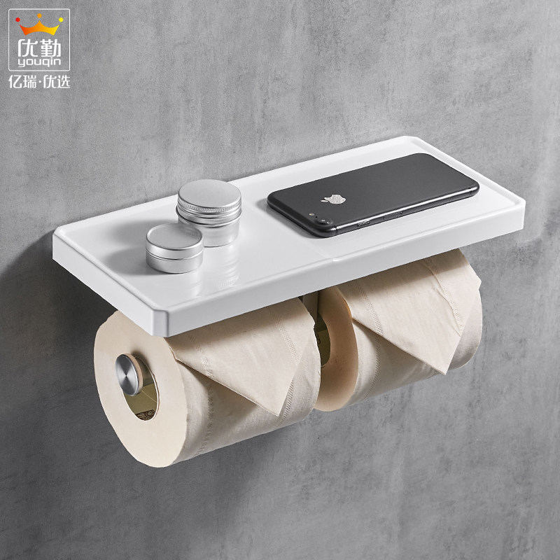 Youqin powder room double toilet paper rack Bathroom paper towel rack 304 stainless steel toilet paper rack Toilet paper rack Roll toilet paper rack
