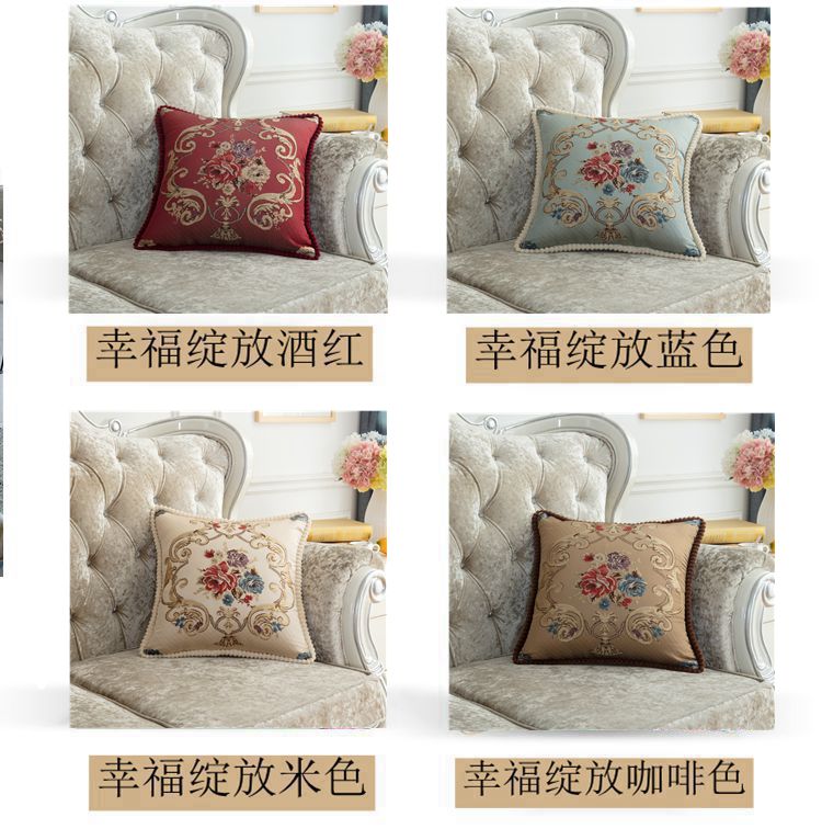 Sofa đệm phong cách châu Âu gối phòng khách sang trọng lớn trở lại lõi lõi khách sạn clubhouse gỗ gụ retro thắt lưng Chăn gối văn phòng 3 in 1