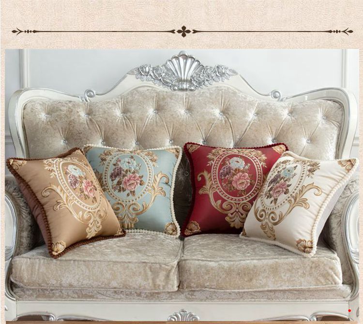 Cao cấp châu Âu sofa đệm gối vỏ vải jacquard 50 cored ghế gỗ gụ câu lạc bộ túi trở lại gối lót lưng ghế văn phòng