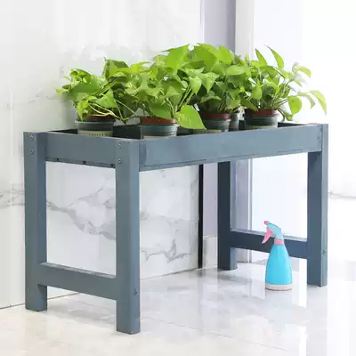 Anti-corrosion wood shelf solid wood shelf indoor balcony gold Ge basin succulents multi-layer floor standing