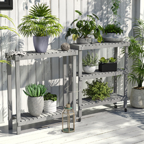 Flower Shelf Green Ole Shelving solid wood Multilayer Balcony Indoor multi-meat two-story Flower Pots Shelf Living-room Floor style