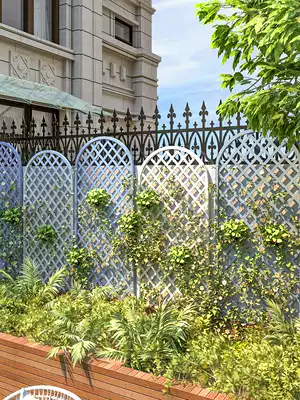 Anticorrosive wood grid garden plant climbing tree fence flower frame fence white guardrail balcony decorative fence partition