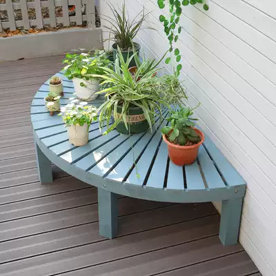 Anti-corrosion solid wood outdoor floor-standing multifunctional corner balcony flower pot courtyard wall ladder floor form shelf