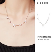 Sister K all-over S925 silver bow necklace new French style high-end clavicle chain necklace for women