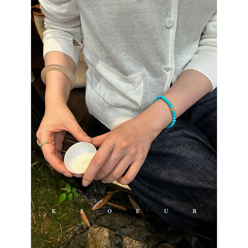 Sister K Ksoeur【A Lake of Turquoise Blue】Turquoise Bracelet S925 Silver Variety Comes with Certificate Gift Box