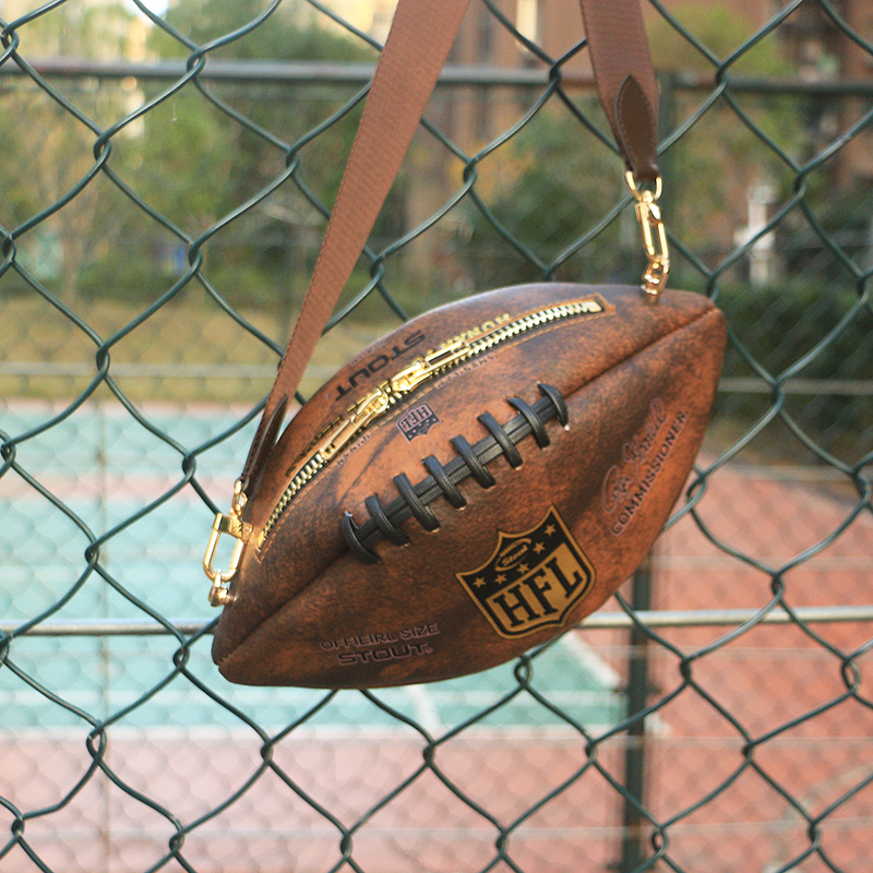 Rugby Bag, Unisex, Fashionable, Hand-Modified Cross-Body Shoulder Bag, Retro Sports Style 