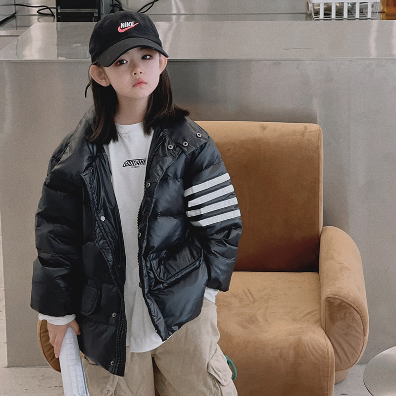 Children's Down Jacket Boys and Girls Light and Thin Anti-Season Children's Big Children's Fall/Winter Jacket White Duck Down Parent-Child Dress