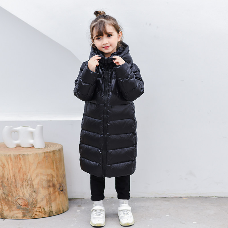 Children's down clothes Winter boy among girls Long version over kneecap, children in the middle of the knee, baby boy in winter dress coat foreign pie