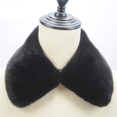 меховой воротник 进口水貂毛领子真皮草整皮大方领米白长方形黑色翻领保暖毛领单卖