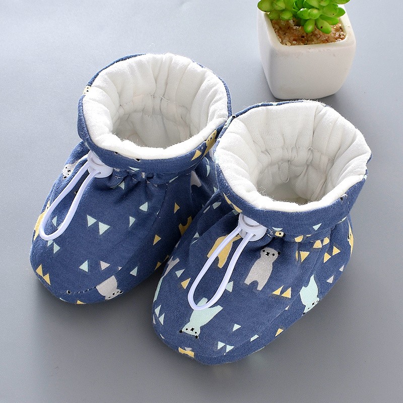 0-1-year-old newborn baby fall/winter shoes 3-6-12-month-old baby warm and prevent soft-soled toddler cotton shoes from falling off
