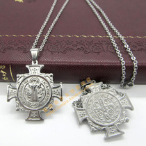 Stainless steel color does not change color Saint Benedict cross shaped holy brand stainless steel chain