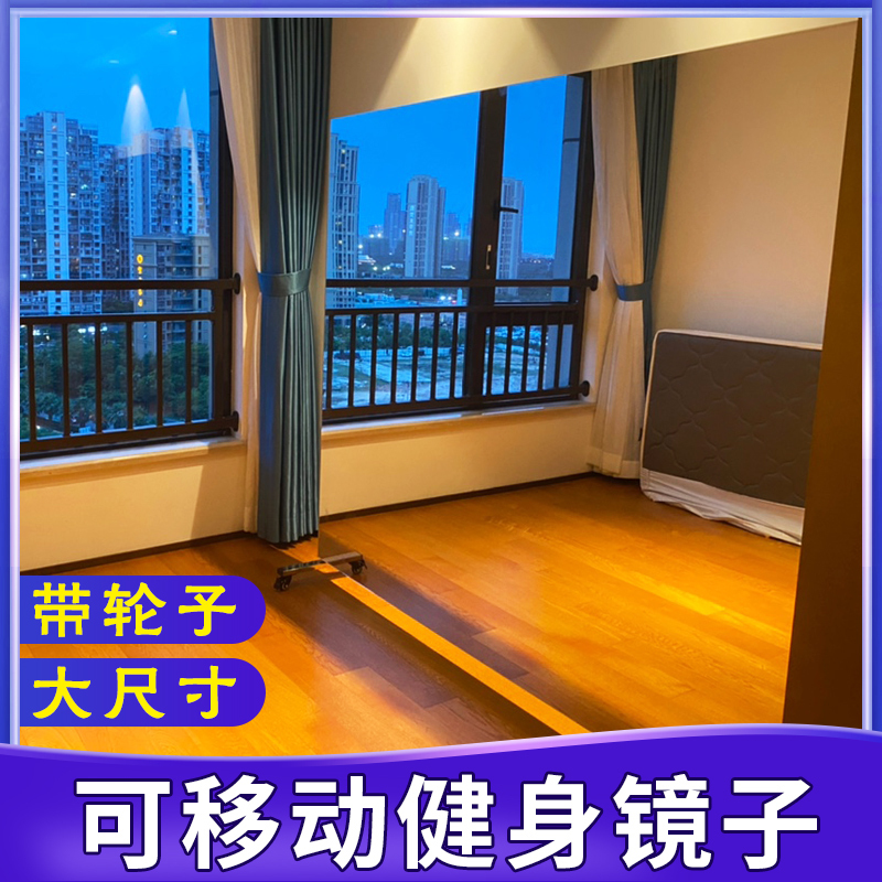 Mobile Dance Mirror for Home Use, Full-Length Floor Mirror for Dance, Fitness, Yoga Practice Room, Rehearsal, with Wheels, Large and Foldable