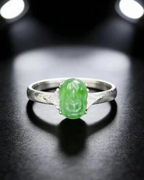 Natural grade a jadeite pixiu ring