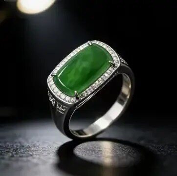 Natural grade A jade green ring