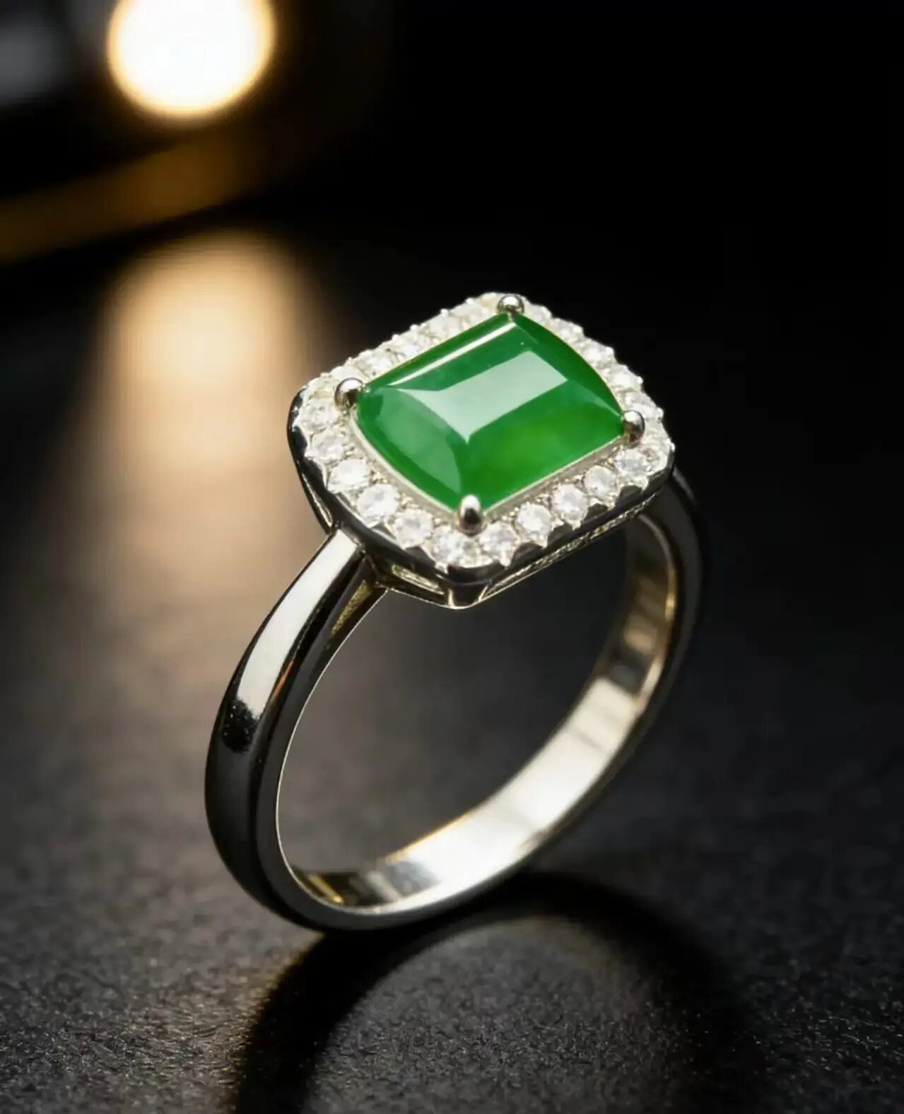 Natural grade A jade green ring