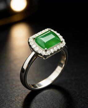 Natural grade a jade green ring