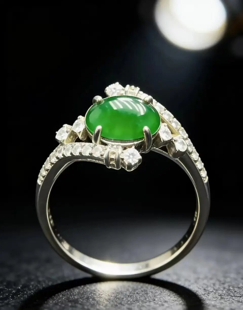 Natural grade A jade green ring