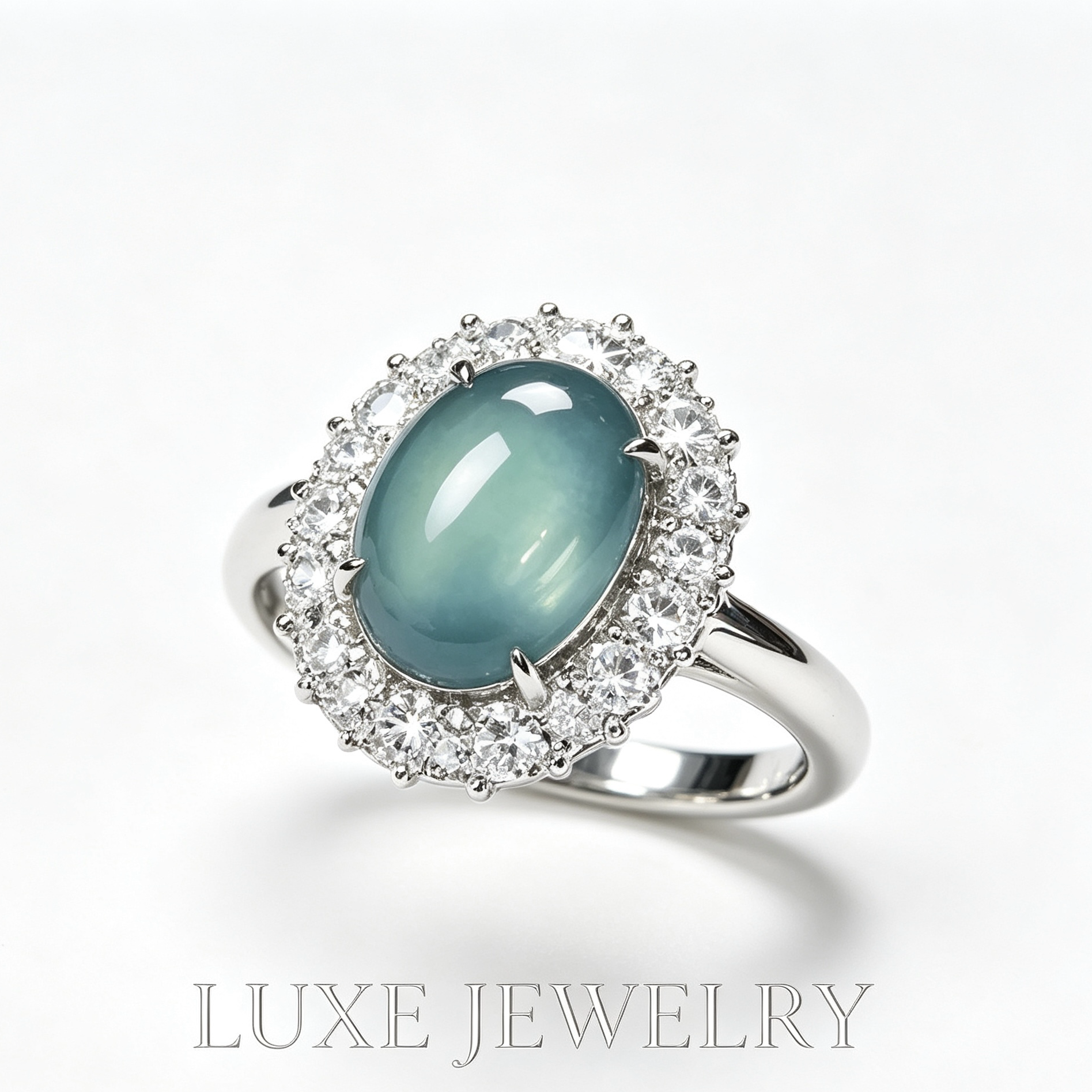 Natural grade A jadeite cabochon ring (one of the variety)